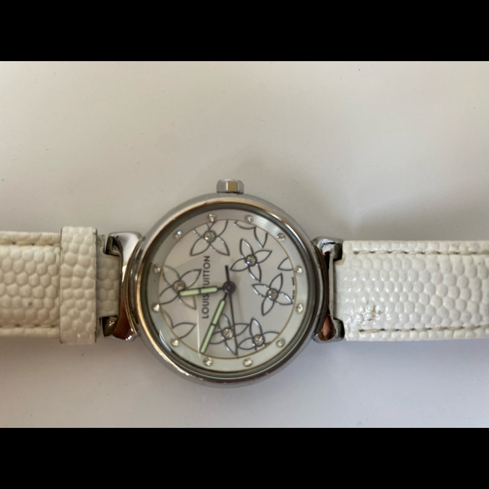 Louis Vuitton Tambour sliver flower watch